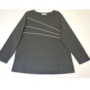 Miss Fortune 3XL Gray Tunic Asym Stripe Top